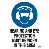 SIGN, 450 x 600mm POLY HEARING & EYE PROTECTION