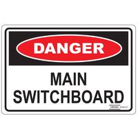 LABEL, 100 x 67mm VINYL DANGER, MAIN SWITCHBOARD [10]