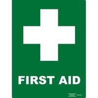 SIGN, EMERGENCY 225 x 300mm POLY, FIRST AID