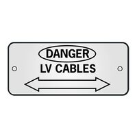 ID, RECTANGLE, SS, 'DANGER' 'LV-CABLE' ARROW 150 x 65mm