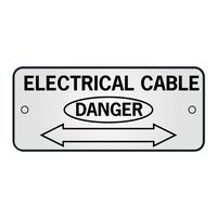ID, RECTANGLE, SS, 'DANGER' 'ELEC-CABLE' ARROW 150 x 65mm