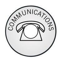 ID CIRCLE, SS,'COMMUNICATIONS' 38mm DIA x 1.6mm