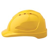 HARD HAT, 6 POINT, VENTED LOW PROFILE, YELLOW