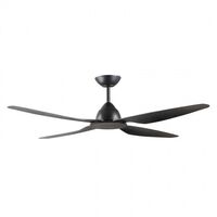 CEILING FAN, 52in DC 3/4 BLADE BLACK + RC & WALL CONTROLLER