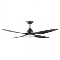 CEILING FAN, 52in DC 3/4 BLADE BLACK + LIGHT, RC & W/CONTROL