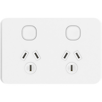 KASTA Smart Double Powerpoint, Edgy Series, Horizontal, White