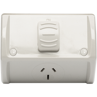 Unison Atmos Weatherproof Powerpoint, Single, Rectangular, 10A 250VAC, IP53, Grey