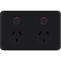 Unison Edgy Powerpoint, Single, 10A, with removable extra 10AX switch, 250V a.c., Horizontal, Matte