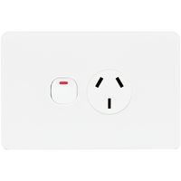 Unison Hesperus Powerpoint, Double with extra aperture, 10A, 250V a.c., Horizontal, White