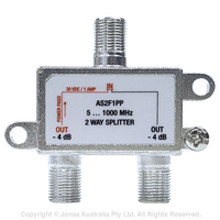 SPLITTER, 2 WAY, F TYPE, 1 LEG POWER PASS, FTA, 5-1000 MHz, SOLDER BACK