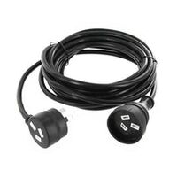 EXTENSION LEAD Piggy Back 15A 15m Flex Blk / 10A Plug