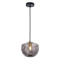 PENDANT ES Smoke Glass FlatTop Dome Ant.Brass Highlight OD220mm