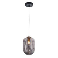 PENDANT ES Smoke Glass Oblong Ant.Brass Highlight OD175mm