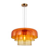 PENDANT ES 40W DOME Green Glass x3 w/Brass Highlight OD420mm