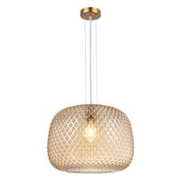 PENDANT ES 40W Amber Glass w/Segments Brass Highlight DOME OD400mm
