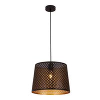 PENDANT ES 60W Wh w/Gold Interior Iron SLANTED w/Geometry Pattern OD350 x H250 mm