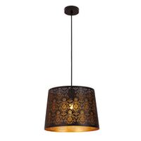 PENDANT ES 60W Wh w/Gold Interior Iron SLANTED w/Fleur Pattern OD350 x H250 mm
