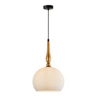 PENDANT ES 72W Small Frosted Wine Glass Ribbed w/Brass Highlight OD200 x H380mm
