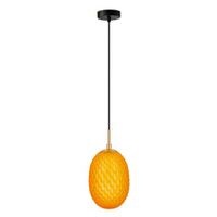 PENDANT SES 10W Frosted Ellipse Glass Segmented w/Brass Highlight Enclosed OD150mm