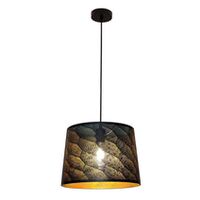 PENDANT ES 60W Wh w/Gold Interior Iron SLANTED w/Honeycomb Pattern OD350 x H250 mm