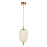 PENDANT SES 10W Oval Opal (Matt Finish) Glass w/Brass Highlight OD160mm x H340mm