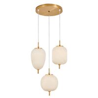 PENDANT SES x 3 10W Opal (Matt Finish) Glass w/Brass Highlight OD420mm RND Base