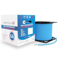 CERTECH 305M Cat6A 10G U/UTP Solid Cable, Blue LSZH Jacket