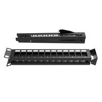 CERTECH 1RU 19" 24 Port Shielded Angled Unloaded Patch Panel, with Rear Support Bar