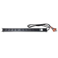 CERTECH Vertical PDU, 10 x 10 Amp 3 Pin Outlets w/ Captive 15 Amp Plug