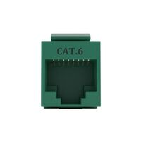 Cat6 RJ-45 UTP Keystone Jack. Green, 180 degrees, 12pc Pack