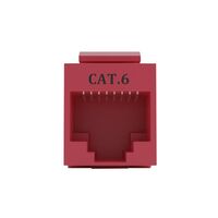 Cat6 RJ-45 UTP Keystone Jack. Red, 180 degrees, 12pc Pack