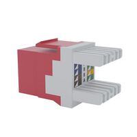 Cat6 RJ-45 UTP Keystone Jack. Red, 180 degrees, 12pc Pack
