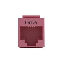 Cat6 RJ-45 UTP Keystone Jack. Pink, 180 degrees, 12pc Pack