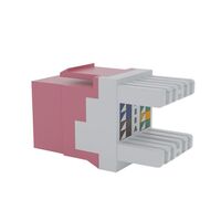 Cat6 RJ-45 UTP Keystone Jack. Pink, 180 degrees, 12pc Pack