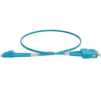 LC-SC OM4 Duplex Fibre Lead, Aqua LSZH Jacket - 15m