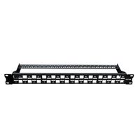 CERTECH 1RU 19" 24 Port Unloaded Staggered Patch Panel, with Rear Support Bar