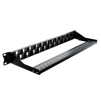 CERTECH 1RU 19" 24 Port Unloaded Staggered Patch Panel, with Rear Support Bar
