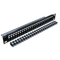 CERTECH 24 Port 19" Cat6A UTP Patch Panel, Complete with 24 x Cat6A Shuttered Keystone Jacks