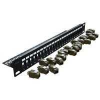 CERTECH 24 Port 19" Cat6A Shielded Patch Panel, Complete with 24 x Cat6A Keystone Jacks