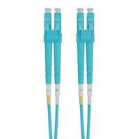 LC-LC OM4 Duplex Fibre Lead, Aqua LSZH Jacket - 50m