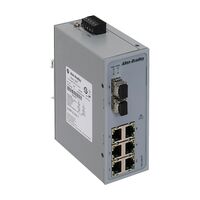 AB Stratix 2000 Unmanaged switch, 6 x 100MB and 2 X 1GB copper ports, 2x 100MB Multimode Fiber SFP