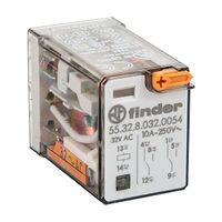 Finder 55 Series Miniature GP Relay 10A 2CO 32V AC Coil with PB plus LED plus Mech Indicator