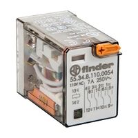 Finder 55 Series Miniature General Purpose Relay 7A 4CO 110V AC Coil with PB plus LED plus Mech Ind