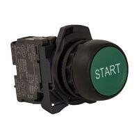 Sprecher and Schuh D7 Pushbutton 22.5 mm Hangsell Pack Plastic MOM Flush Green Cap START Non Ill 1NO
