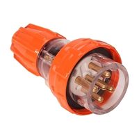 NHP ISO Plug - Straight, 5 Round Pins, 20A 500V AC, Electric Orange