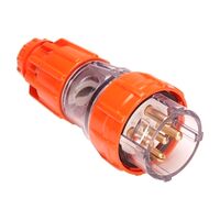 NHP ISO Plug - Straight, 5 Round Pins, 40A 500V AC, Electric Orange