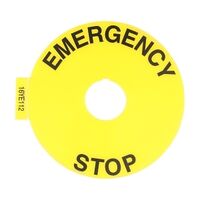 Sprecher and Schuh D7 Legend Plate 90mm Round Emergency Stop Self Adehsive Blank
