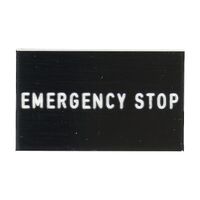 Sprecher and Schuh D7 Legend Plate 30 x 50 mm Snap in Black with White Text EMERGENCY STOP