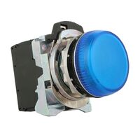 Sprecher and Schuh D7 Pilot Light 22.5 mm Complete Metal LED 24V AC DC Blue Lens