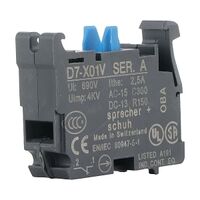 Sprecher and Schuh D7 Contact Block 1 NC for 22.5 mm Pushbutton Operators Gold Contacts Low Voltage